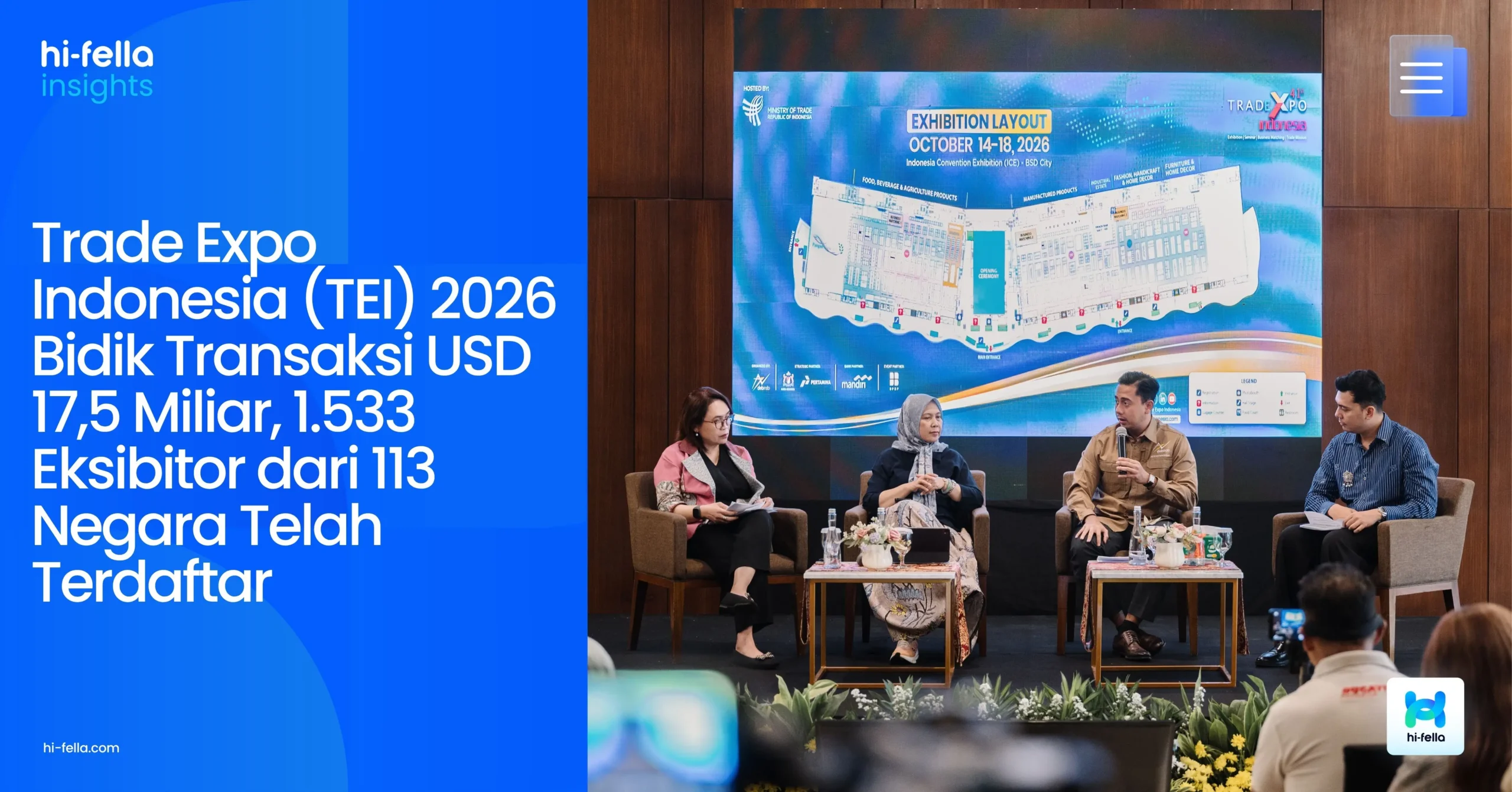 Trade Expo Indonesia 2026 menargetkan transaksi sebesar USD 17,5 miliar dengan 1.533 eksibitor dari 113 negara. Simak potensi ekspor, produk unggulan, dan peluang bisnis yang ditawarkan dalam ajang perdagangan internasional ini.